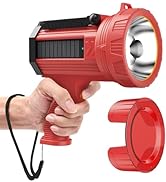BUYSIGHT Rechargeable Spotlight Flashlight, 1000,000 lumens 600 Yards Range Solar Charge Hand hel...