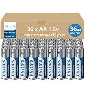 PHILIPS AA Batteries 36 Pack | 1.5v Ultra Alkaline Double A Battery | 132% More Power Then Indust...