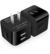 USB Wall Charger,USB Plug,2Pack Flat USB Charger Block Charging Low Profile USB Cube Charger Box ...