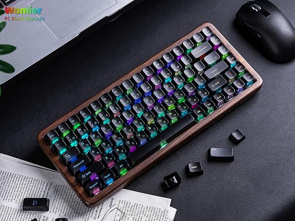 Womier Frosted Jelly Keycaps, Clear Shine Through Keycaps Mechanical Keyboard Caps