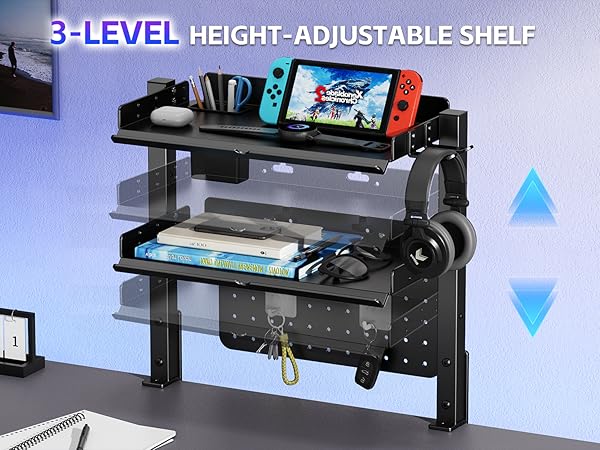 2-Tier Steel Clamp On Desk Shelf
