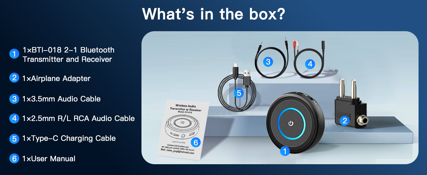 Bluetooth Transmitter Receiver for TV Airplane Home Stereo Wireless Adapter Low Latency Dual Link