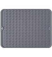 Silicone Dish Drying Mat, Non-Slip Easy Clean Sink Mat Large Heat-resistant Dish Drainer Mat for ...