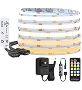 BTF-LIGHTING FCOB COB CCT 3000K-6000K Tunable White LED Strip with RF Remote,UL Listed 24V 16.4FT...