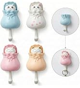 Luvionixon Adhesive Towel Hooks for Bathroom Wall, Interactive Pop-up Animal Hooks for Kids, Heav...