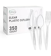 EcoDispose 350 Count Plastic Silverware, Heavy Duty Plastic 200 Forks. 100 Spoons, 50 Knives Disp...