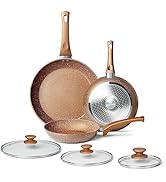 Frying Pan Set with Lids - Nonstick Frying Pan Set 3 Pcs, Non Stick Granite Cookware Set, Inducti...
