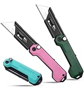 WORKPRO 3-Pack Folding Utility Knife, Compact EDC Box Cutter with G10 Handle, Axis Lock &amp; Belt Cl...