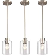 KLSS Brushed Nickel Pendant Lights Kitchen Island - Clear Glass Pendant Light Fixture Multiple St...