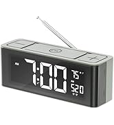 I·CODE Alarm Clock Radio, AM/FM Radio with Auto-on Timer, Dual Alarm, Snooze,Temperature, Loud Al...