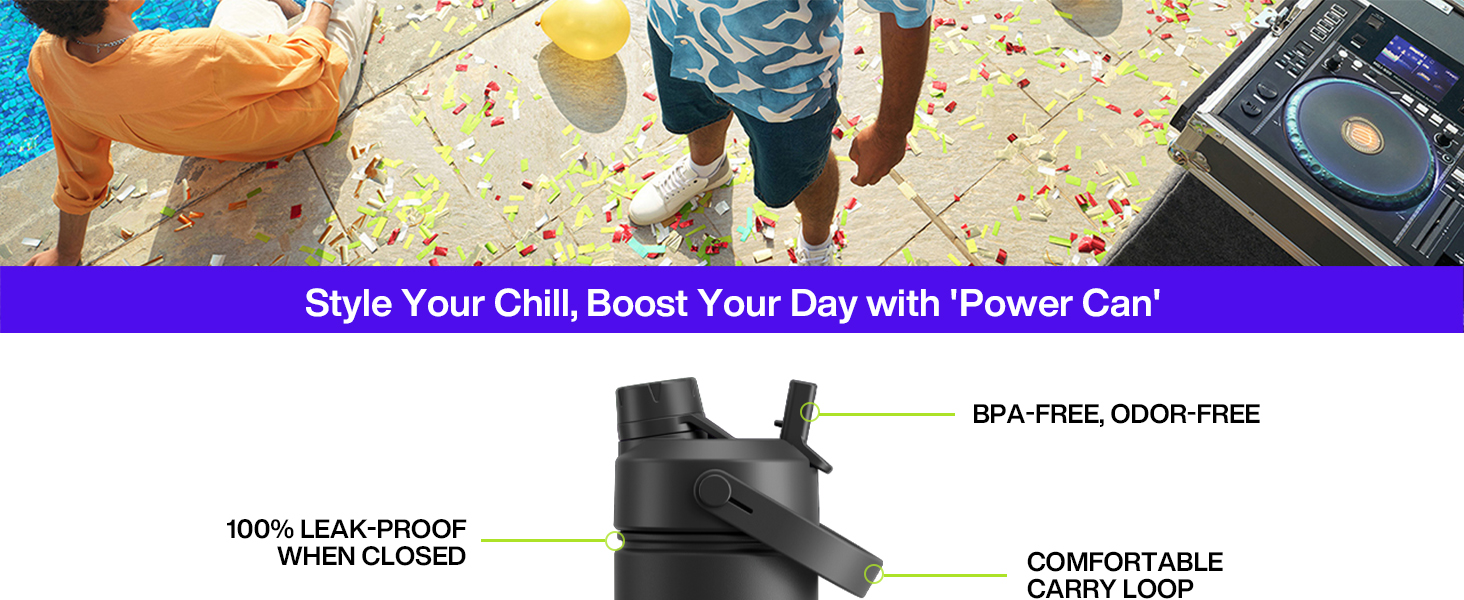 Detail - BPA-free, leak-proof, double wall insulated, cold for 24H, anti-skid powder coating.