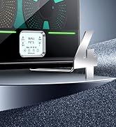 Close-up of a sleek device with digital display showing temperature and humidity. Water droplets visible, suggesting humidity or temperature control functionality.