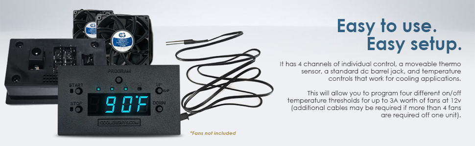  Programmable Fan Thermostat Controller with fans Waterproof Thermocouple Probe