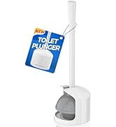 Toilet Plunger with Holder, Plunger with Holder for 5.3-inch Toilet Drain, Plungers for Bathroom ...