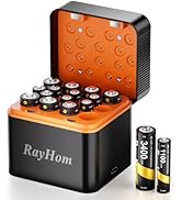 RayHom Rechargeable 8 AA and 8 AAA Lithium Batteries with Charger, 1.5 V Double A Triple A High-C...