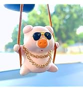 Swinging Pig Car Hanging Ornament, Car Mirror Hanging Accessories, Pig Car Accessories for Women/...