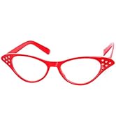 50s Rhinestone Glasses, Retro Old Lady Granny Costume Glasses for Hip Hop Dress Up Halloween Part...