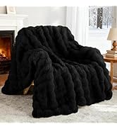 Exclusivo Mezcla Faux Fur Throw Blanket for Couch, Luxury Reversible 3D Rabbit Bubble Fur Fuzzy T...