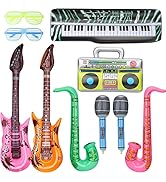 Inflatable Instrument Party Prop Easter Disco Decor Guitar Saxophone Microphone Musical Balloons ...