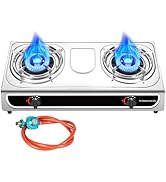Llamaviva Propane Stove 2 Burner Stove 23000 BTU Gas Stove Auto Ignition Porable Propane Stove wi...
