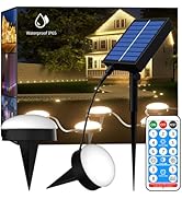 ECOESPTI Outdoor In-Ground Lights, 15 Pack Flat Solar Lights Outdoor Waterproof, 30FT Solar Disk ...