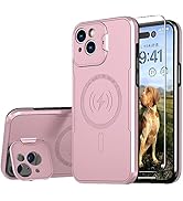 WATEFULL Compatible with iPhone 15 MagSafe Case Foldable Kickstand Camera Protector, Glossy Shiny...