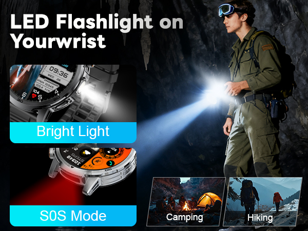 smart watch with led flashlight