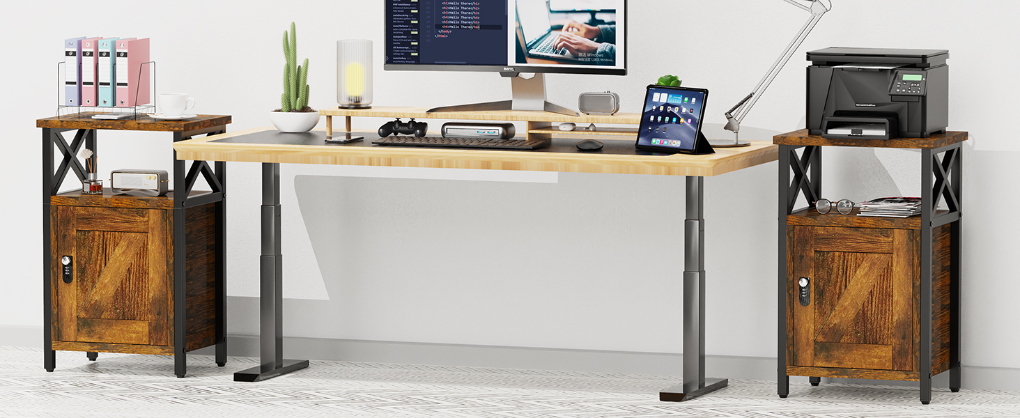 nightstand with locking drawer side table end table with charging station