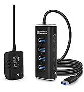 Powered USB Hub, Rosonway 4 Ports USB 3.1/3.2 Gen 2 Hub 10Gbps with 3.3ft Data Cable, 5V/2A Power...
