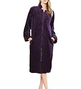 HEARTNICE Womens Flannel Zipper Robe, Soft Warm Robes for Women Cozy Long Sleeve Loungewear Luxur...