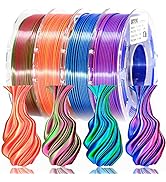 LOCYFENS 3D Printer Filament PLA, Rainbow PLA Filament 1.75mm +/-0.02mm, Silk PLA Dual Color Fila...