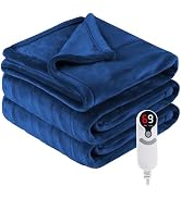 Eydna Electric Heated Blanket Throw Size 50" x 60", Super Cozy Soft Warmth with 6 Heat Levels &amp; 3...