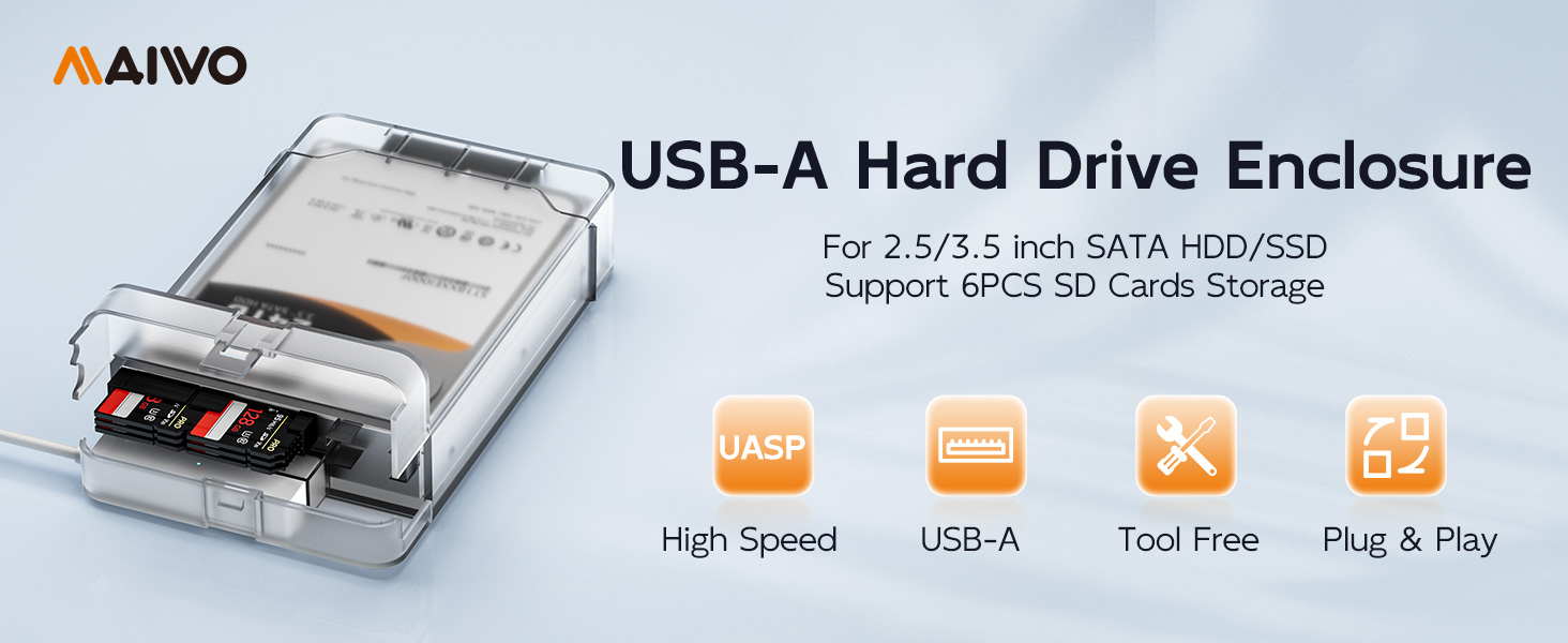 2.5 3.5 inch SATA external hard drive encloure reader case