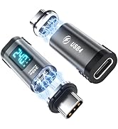 USB C Magnetic Adapter 240W (2Pack), 24Pin USB-C Male to Female Adapter with Digital Display, 40G...