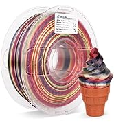 AMOLEN Silk PLA 3D Printer Filament, Shiny Multicolor Rainbow PLA Filament 1.75mm, Fast Color Cha...