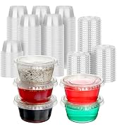 CELLURA 2 oz 500 Pack Jello Shot Cups with Lids, Clear Plastic Portion Cups, Soufflé Cups,Jello S...