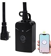 Outdoor Smart WiFi Plug Outlet, HBN Heavy Duty Wi-Fi Timer with One Grounded Outlet, Wireless Rem...