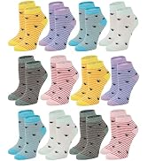 Gelante 12-Pair Women's Ankle Socks, Colorful Comfortable Lightweight Breathable Athletic