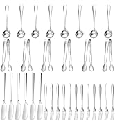 Suwimut 32 Pieces Cheese Butter Spreader Knives Set, Charcuterie Accessories Stainless Steel Chee...