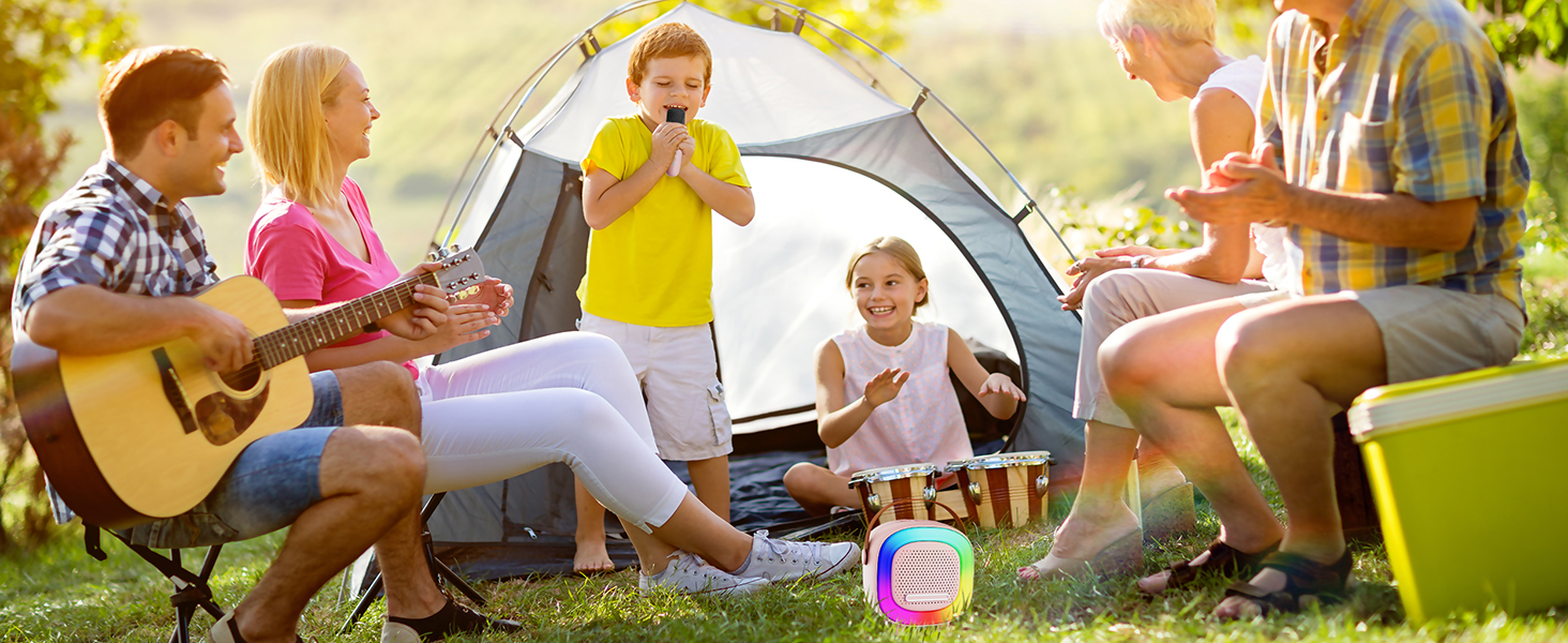 Mini Karaoke Machine for Kids Adults,Portable Bluetooth Speaker, 1-2 Wireless Microphones