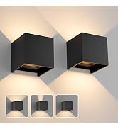 Aoceley 2-Pack Modern Outdoor Led Cube Wall Light,20W 3000K Up and Down Lighting Hardwired Exteri...