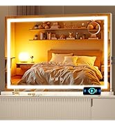 Batuso Vanity Mirror with Lights, 28" x 20" LED Makeup Mirror with 10X Magnification, Dimmable 3 ...