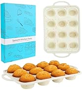 Spmarkt 12-Cup Silicone Muffin Pan, Nonstick Cupcake Baking Tray with Handles, Food Grade Silicon...