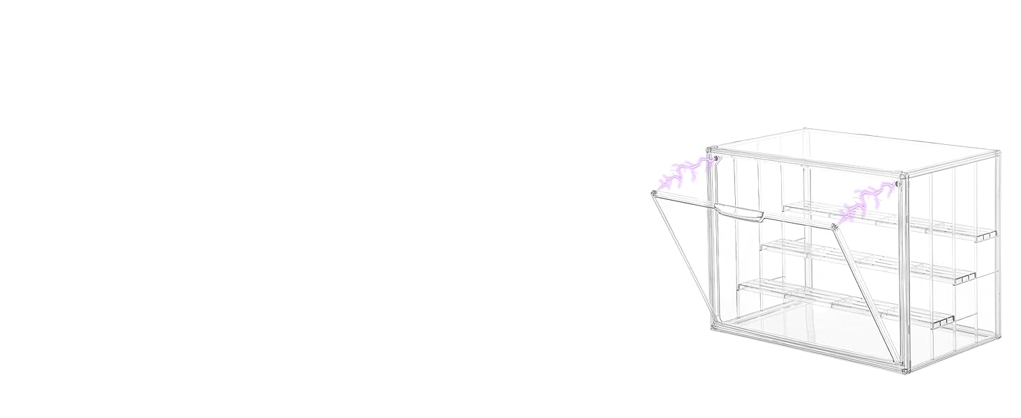 Acrylic Display Boxes 4 Tiers Display Case with 3 Movable Plates with Magnetic Door