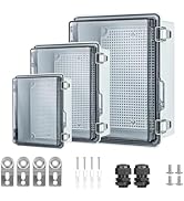 Small Waterproof Electrical Junction Box, IP67 Waterproof Clear ABS Plastic Enclosure Boxes for O...