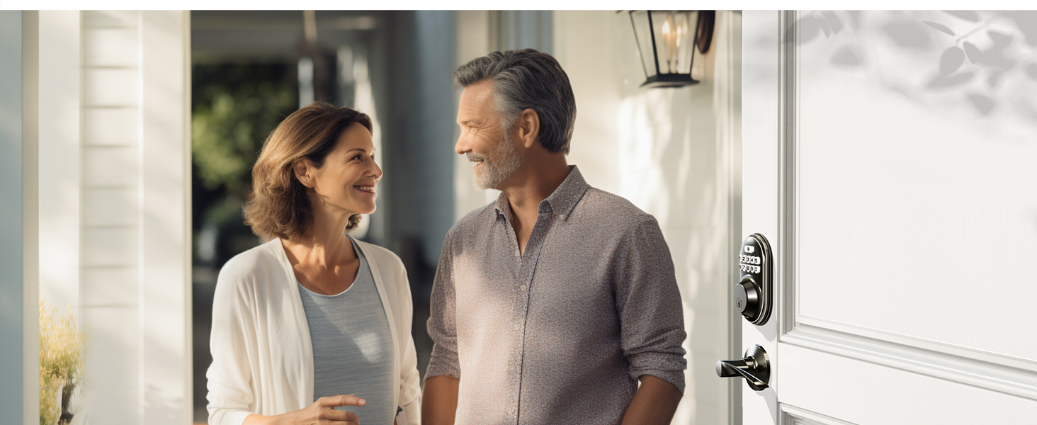 keyless entry door lock with handle