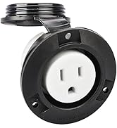 Veepeak 15 Amp Flanged Outlet 125 Volt NEMA 5-15R Receptacle, 2 Pole 3 Wire Socket for Straight B...
