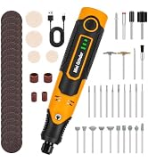 GRENTOOL Cordless Rotary Tool - 3.6V Mini Rotary Tool for Resin 3D Prints with 58 Attachments – C...