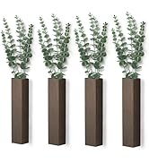 Dahey 4 Pack Wood Wall Planter Vase with Artificial Eucalyptus, Farmhouse Modern Hanging Wall Dec...