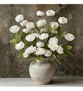 Mkono 6 Pcs Peony Artificial Flowers, 27" Faux Flowers for Vase Silk Flower Bouquet with Stems Fa...